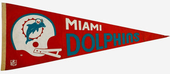 1960'S Miami Dolphins Large Vintage Pennant Banner