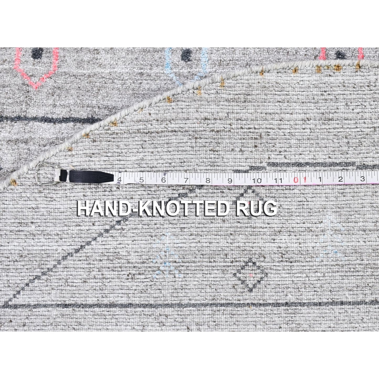 4'1"X4'1" Gray Wool And Silk Hand Loomed Gabbeh Round Oriental Rug