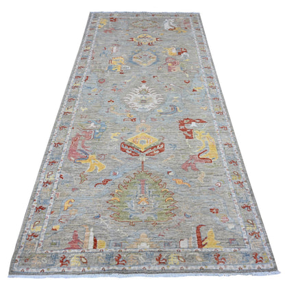4'2"X9'6" Silver Fine Aryana All Over Design Wide Runner Oriental Rug