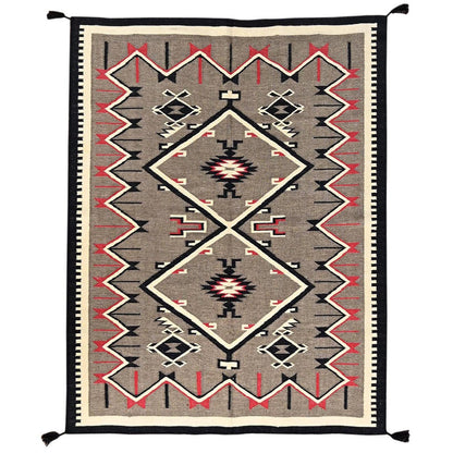 5'2"X6'10" Brown American Geometric Design Rug Flat Weave Hand Woven Wool