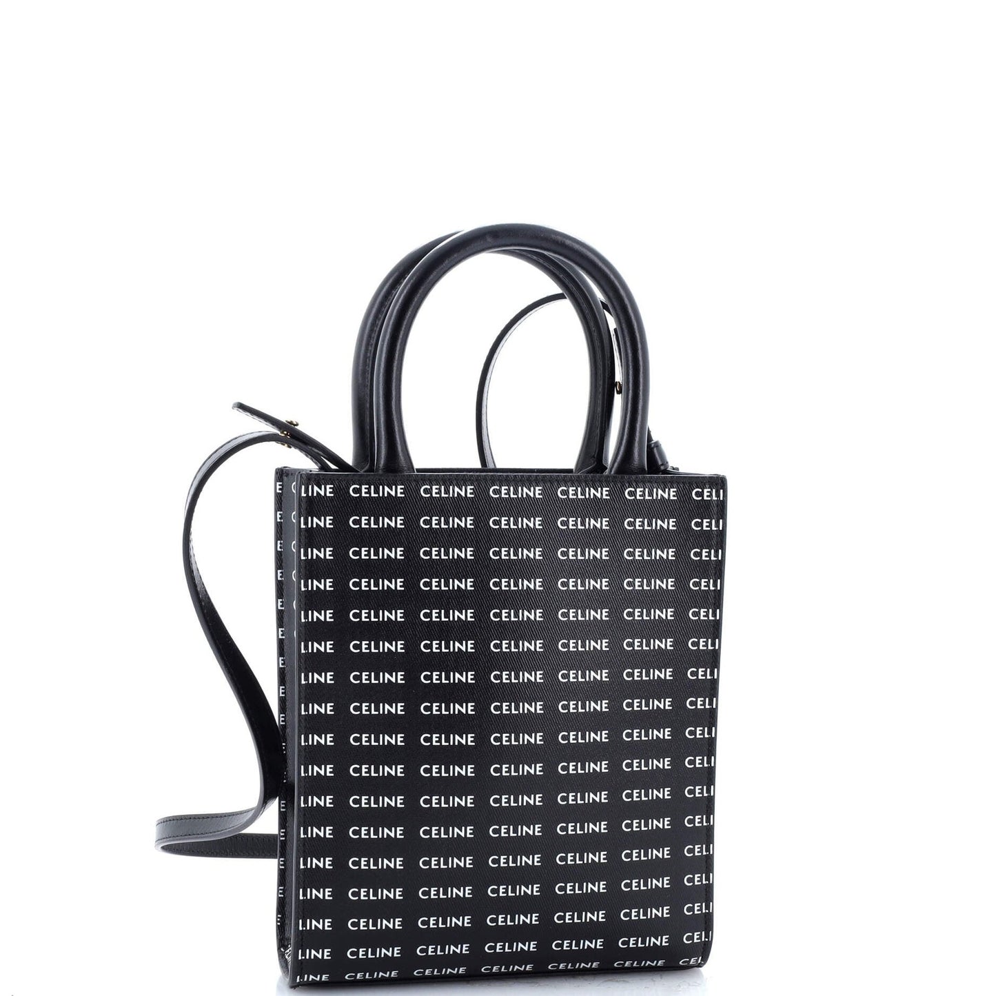 Celine Vertical Cabas Tote All Over Logo Print Leather Mini