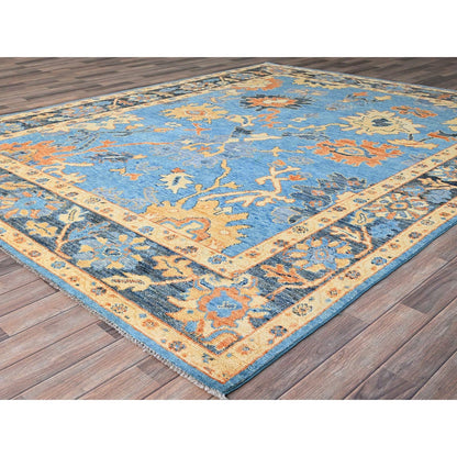 8'4"X10'5" Bonnie Blue Hand Knotted All Natural Wool Oushak Oriental Rug