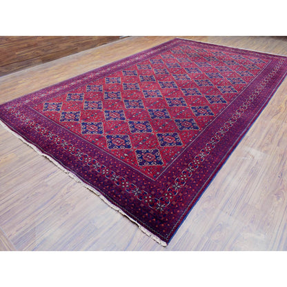 9'10"X16' Red Afghan Khamyab Organic Wool Hand Knotted Oversized Rug