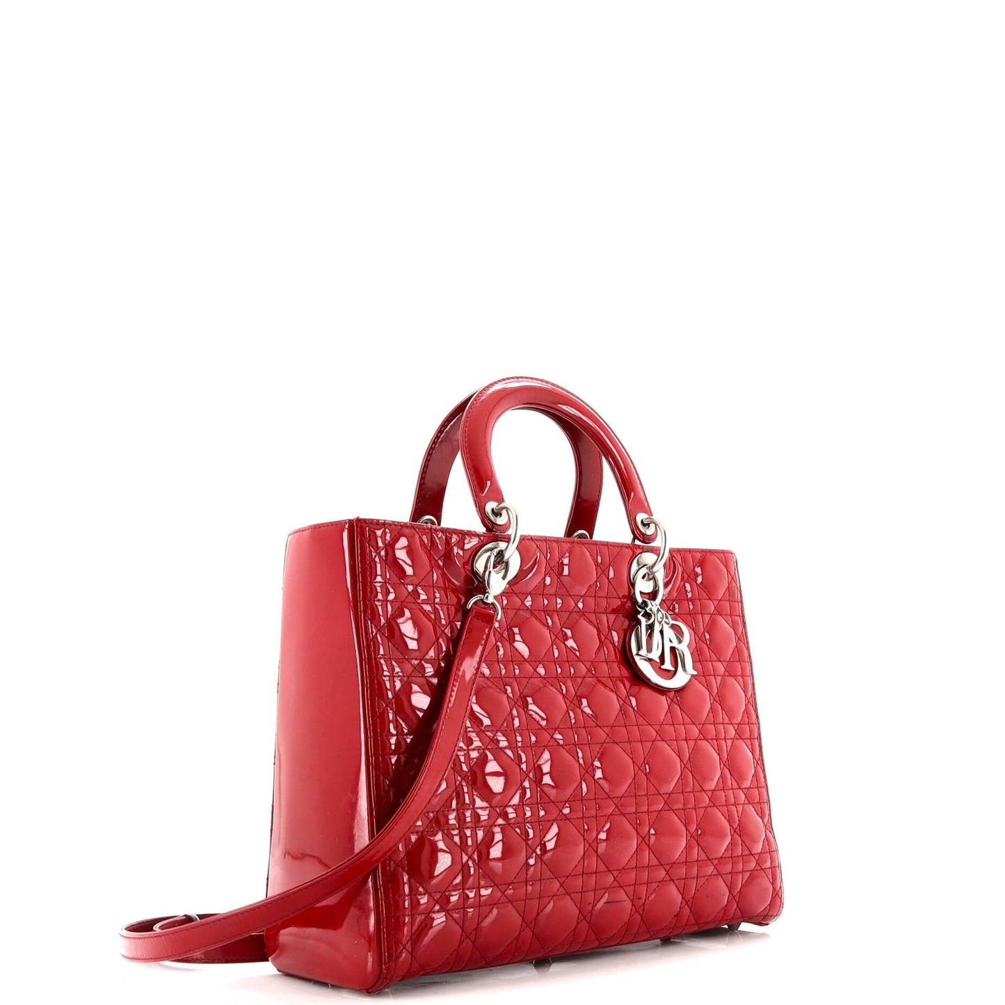 Christian Dior Lady Dior Bag Cannage Quilt Patent Large