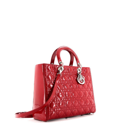 Christian Dior Lady Dior Bag Cannage Quilt Patent Large