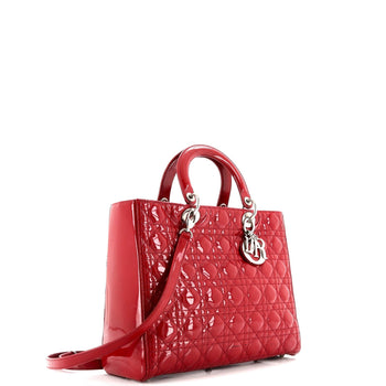 Christian Dior Lady Dior Bag Cannage Quilt Patent Large