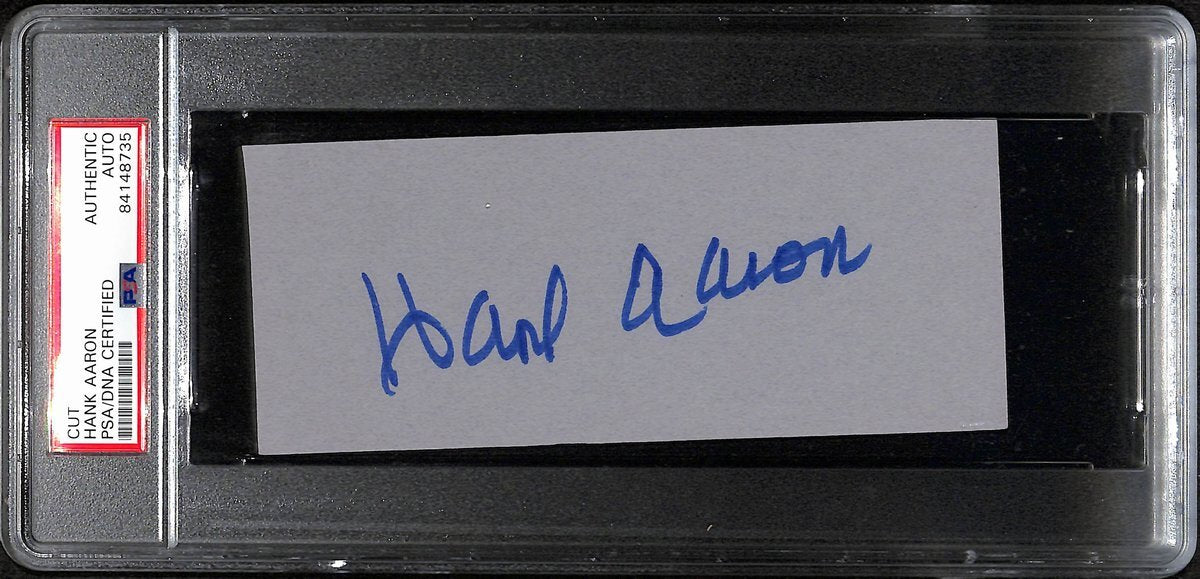 Hank Aaron Hof Signed/Autographed 6X2.5 Cut Card Atlanta Braves Psa/Dna 193440