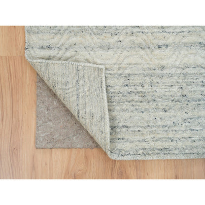 2'5"X12' Beige Modern Design Hand Loomed Natural Wool Runner Rug