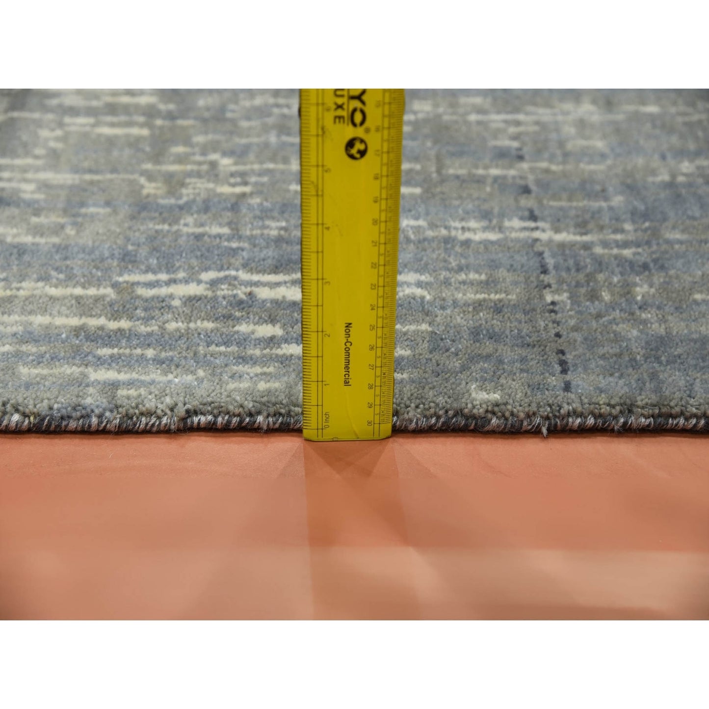 2'6"X10'2" Gray Wool Hand Knotted Modern Ombre Design Runner Rug