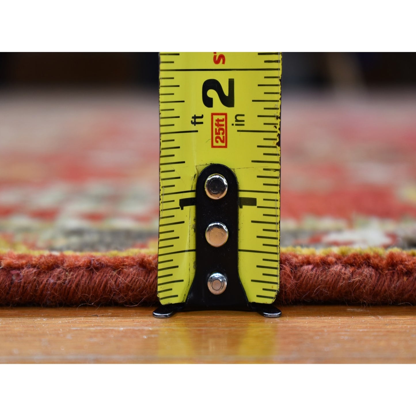 3'2"X10' 100% Wool Repetitive All Over Design Handknotted Wide Runner Rug