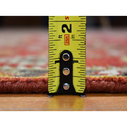 3'2"X10' 100% Wool Repetitive All Over Design Handknotted Wide Runner Rug