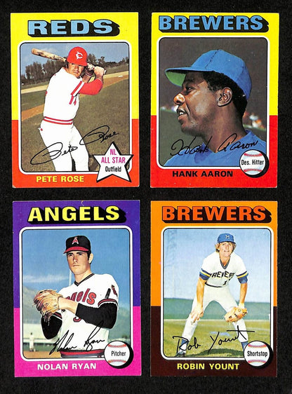 1975 Topps Baseball Complete Set (660) Aaron, Yount, Brett, Ryan 197616