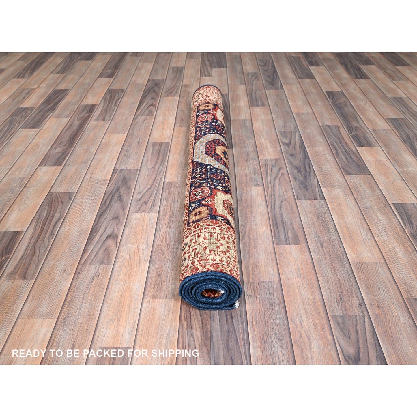 3'10"X6'3" Blue Hand Knotted Mamluk Design Pure Wool Oriental Rug