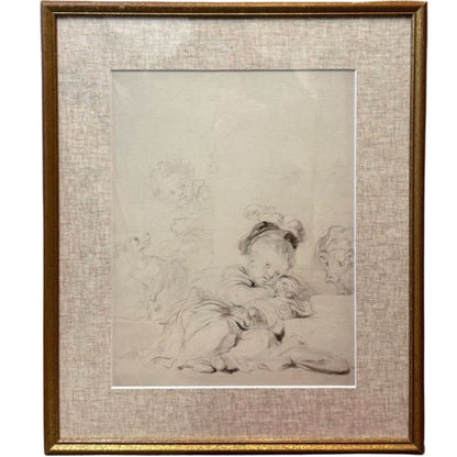 Jean-Honor Fragonard Cat Wrapped In Swaddling Clothes Gicle Print Framed