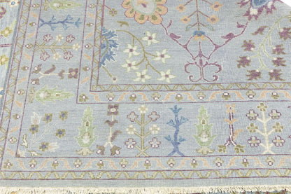 Hand-Knotted Gray Floral Chobi Oriental Rug