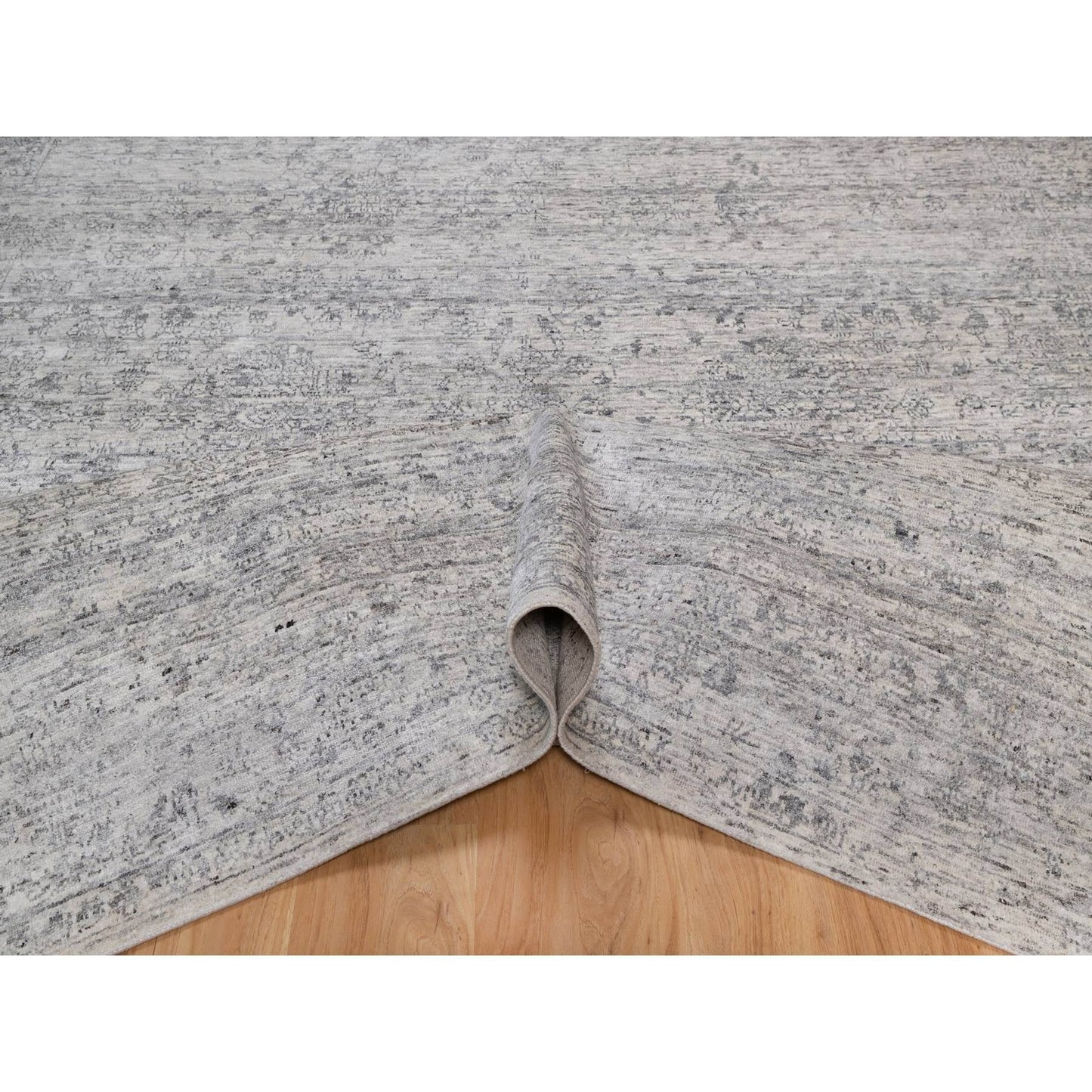 7'10"X10' Ivory Modern Design Undyed Natural Wool Hand Knotted Rug