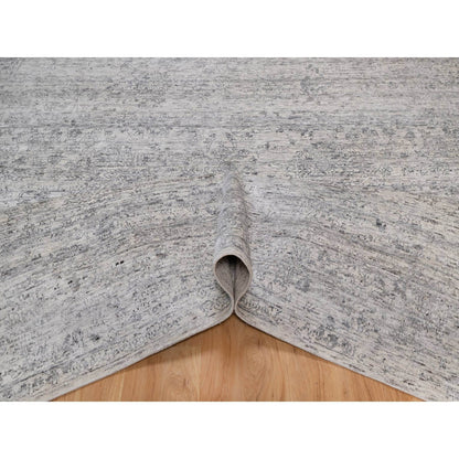 7'10"X10' Ivory Modern Design Undyed Natural Wool Hand Knotted Rug