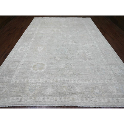 9'9"X13'4" Pastel Gray 100% Wool Afghan Angora Oushak Hand Knotted Rug