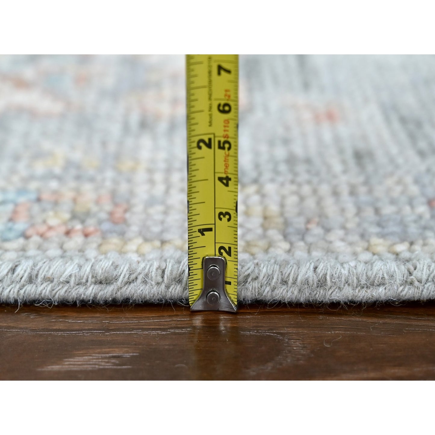 2'6"X8'10" Misty Gray Oushak Design Hand Knotted Soft Wool Runner Rug