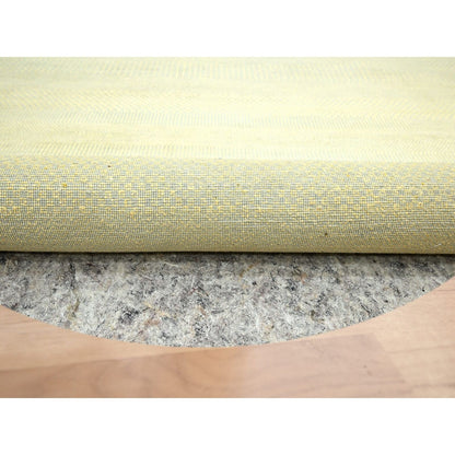 7'10"X7'10" Yellow Modern Grass Design Hand Knotted Wool-Silk Round Rug