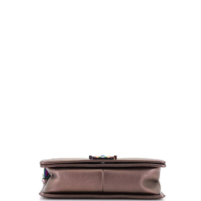 Chanel Boy Flap Bag Quilted Iridescent Goatskin Old Medium