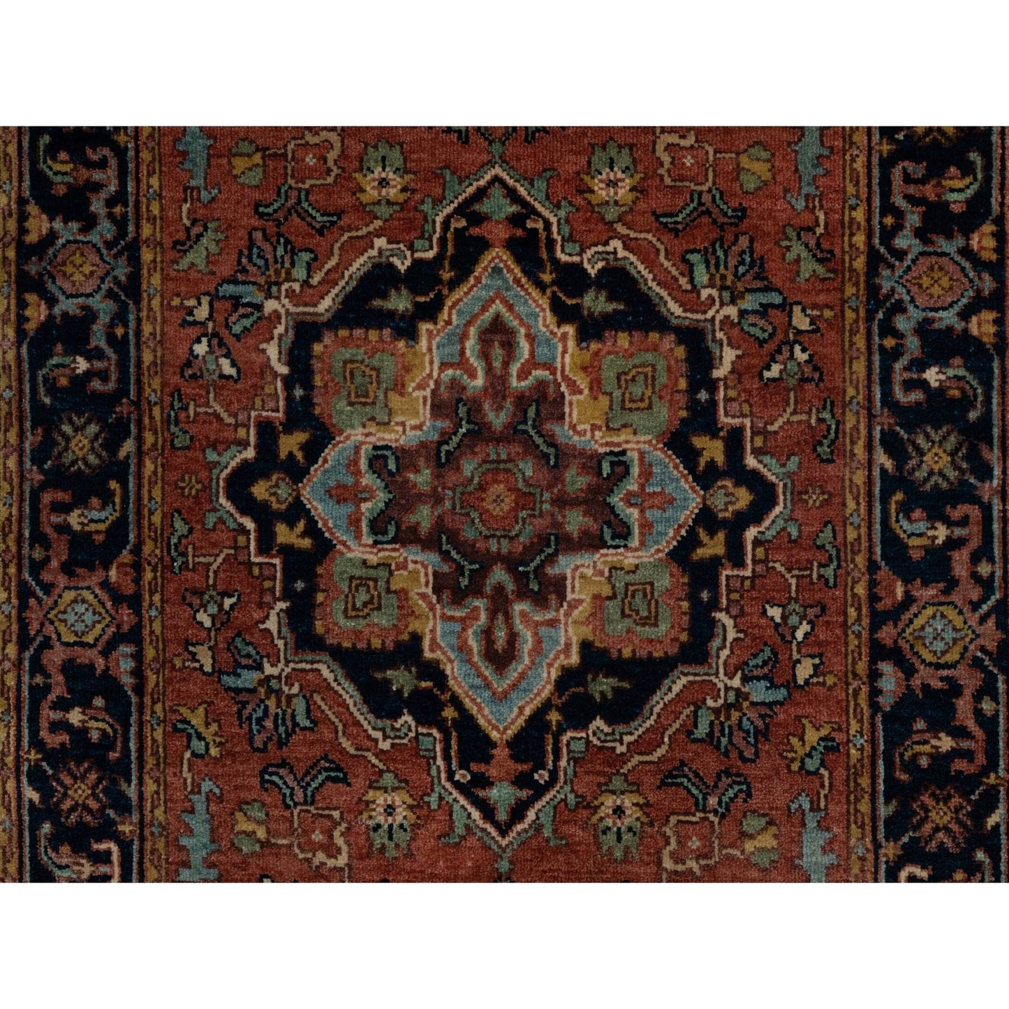 2'7"X10'1" Red Antiqued Heris Re-Creation Hand Knotted Wool Runner Rug