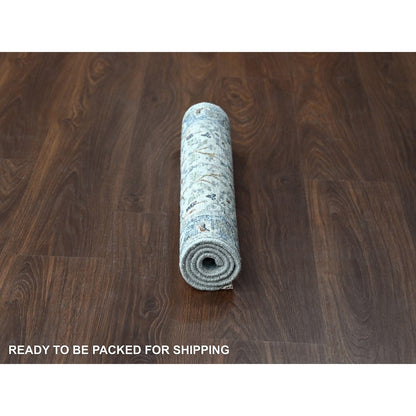 2'X3' Ice Gray Oushak Natural Wool Hand Knotted Mat Rug