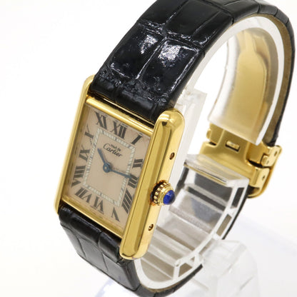 Cartier Must Tank Acquarino Pink Shell Dial Sv925 Gp Watch Women