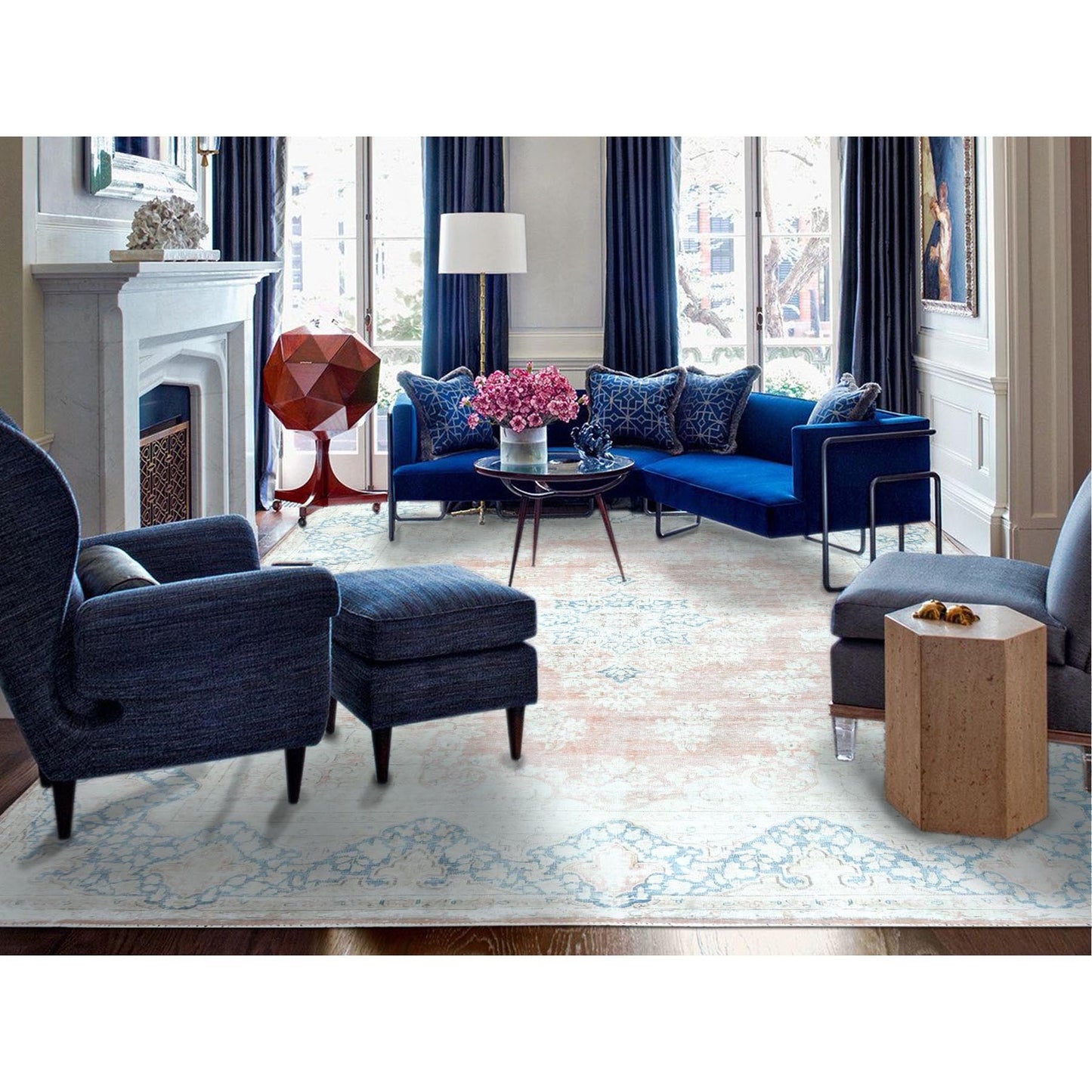 10'1"X14'2" Hand Knotted Almond Brown Vintage Farsian Karman Wool Rug