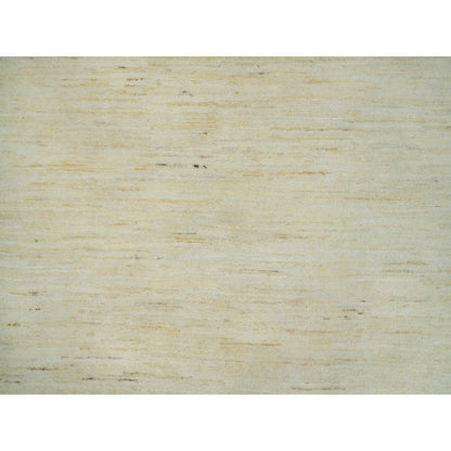 4'1"X10' White Plain Design Wool Hand Knotted Plush Wide Runner Rug