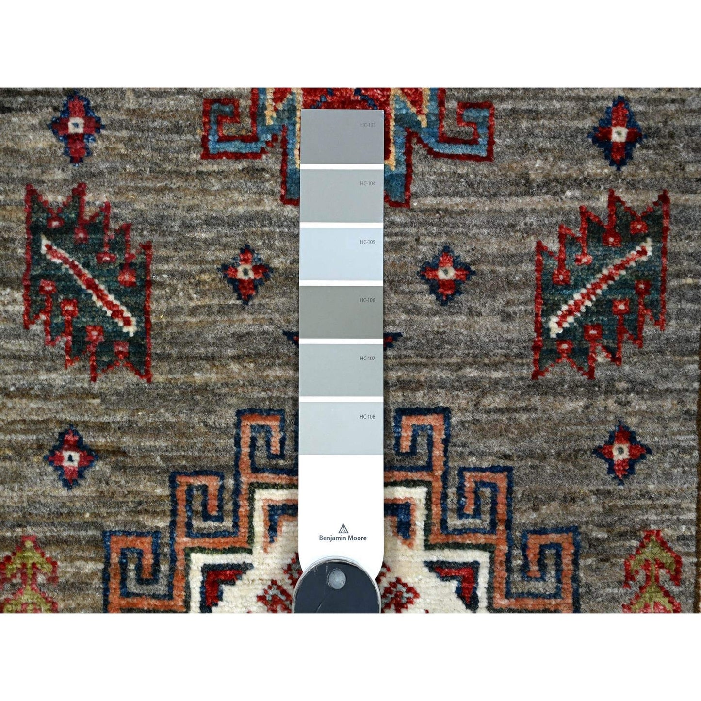 2'8"X20'10" Battleship Gray Hand Knotted Super Kazak Wool Xl Runner Rug