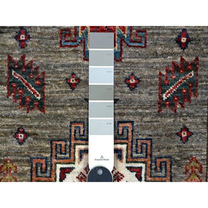 2'8"X20'10" Battleship Gray Hand Knotted Super Kazak Wool Xl Runner Rug