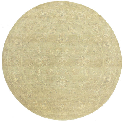 Floral Transitional Hand-Knotted Round Oriental Rug Home Decor Carpet 6X6 Ft