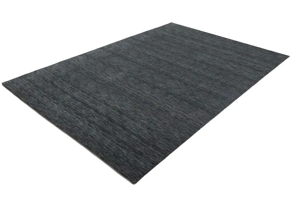 Solid Charcoal Hand-Loomed 6X9 Gabbeh Wool Rug