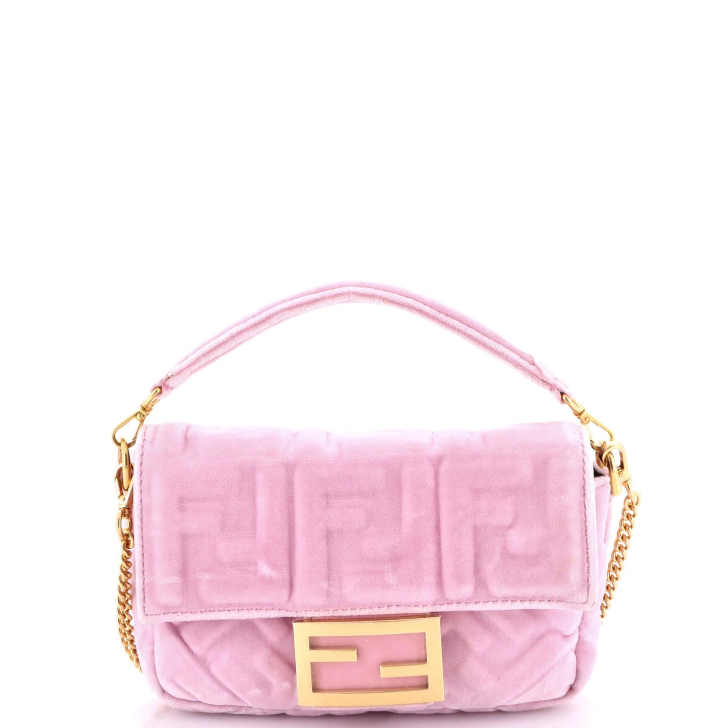 Fendi Baguette Nm Bag Zucca Embossed Velvet Mini