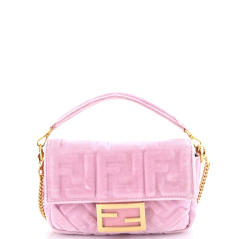 Fendi Baguette Nm Bag Zucca Embossed Velvet Mini