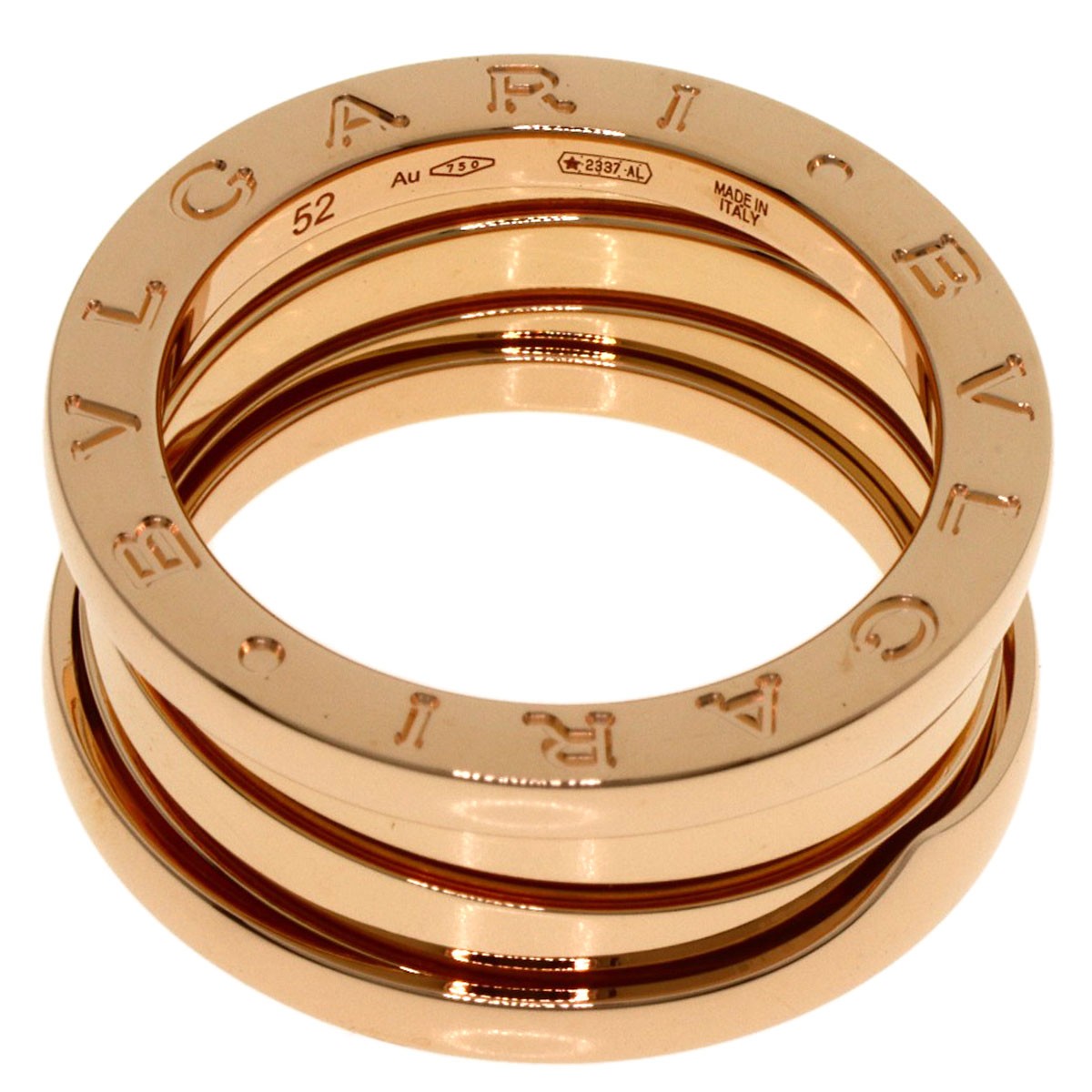 Gold BVLGARI B.zero1 3 band #52 Ring K18 Pink