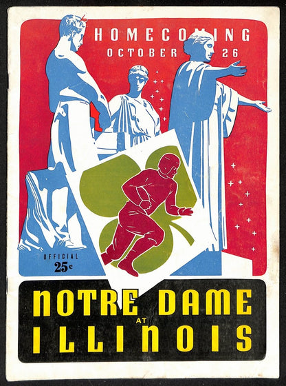 1940 Notre Dame @ Illinois Vintage College Football Game Program 195833
