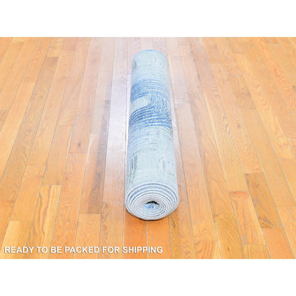 4'x12'5" THE INTERTWINED PASSAGE Silk with Text Wool Wide Runner Rug