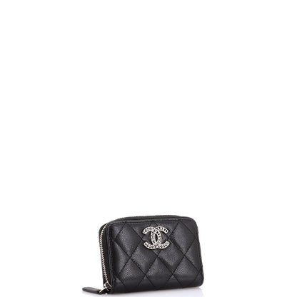 Chanel Cc Cut Out Coco Chanel Zip Coin Purse Quilted Caviar Small