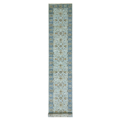 2'9"X16'1" Cruise Blue Shah Abbas Xl Runner Hand Knotted Oriental Rug