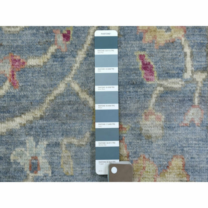 2'6"X19'2" Deim Blue Hand Knotted Angora Oushak Xl Runner Afghan Wool Rug