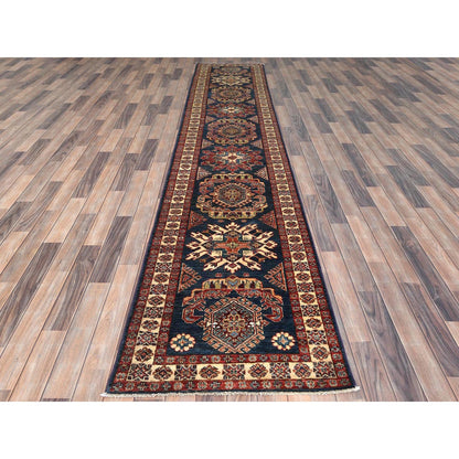2'7"X13'6" Space Cadet Afghan Super Kazak Wool Hand Knotted Oriental Rug