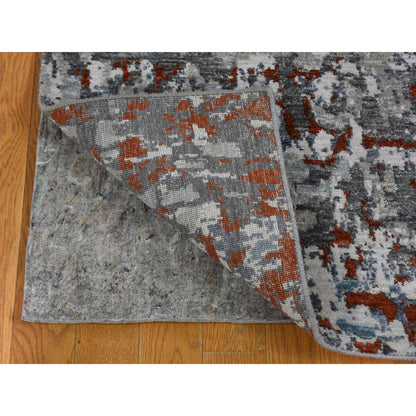 2'5"X12' Abstract Design Wool & Silk Denser Weave Runner Hand Knotted Rug