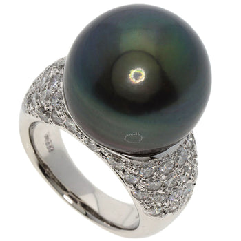 South Sea Black Pearl Pearl Diamond Ring Platinum