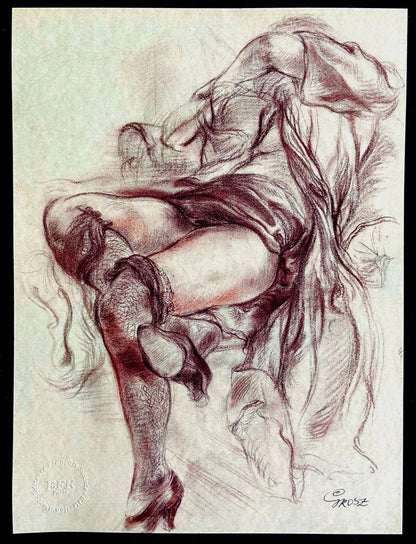 George Grosz Lithograph Coa Signed Op Numbered Stamp (Otto Dix)