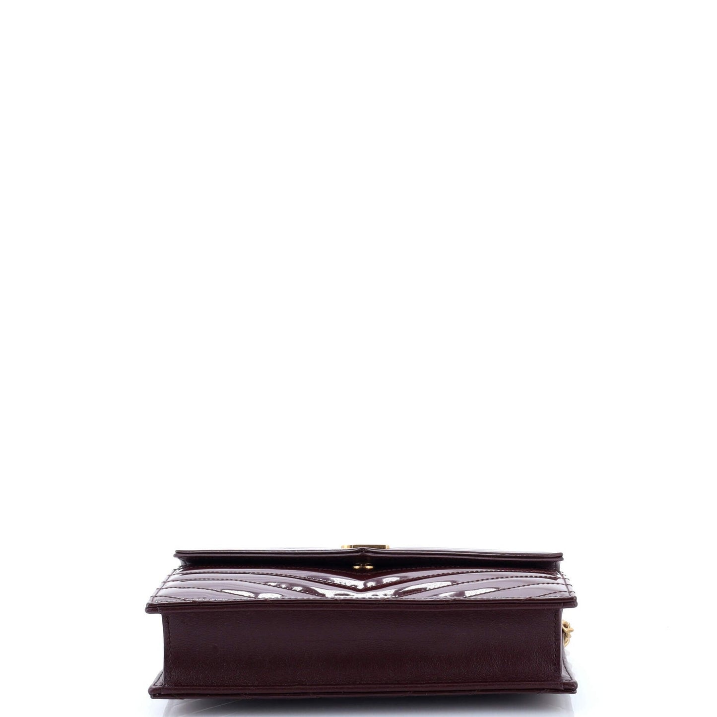 Saint Laurent Classic Monogram Wallet On Chain Matelasse Chevron Patent Small