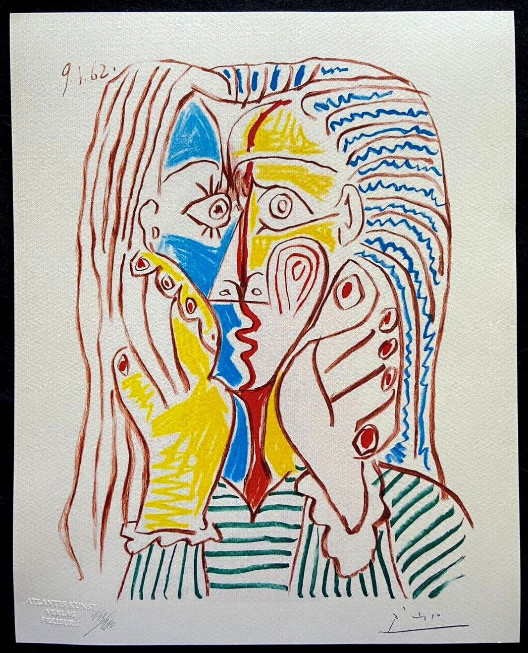 Pablo Picasso Lithograph Coa Signed In Pen Numbered In Pencil Crayon
