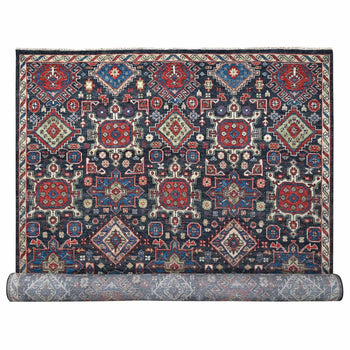12'X18' Black Supple Organic Wool Hand Knotted Oversize Oriental Rug