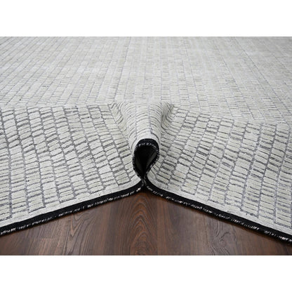 12'4"X15' Ivory Modern Design Wool & Silk Hand Loomed Oversized Rug